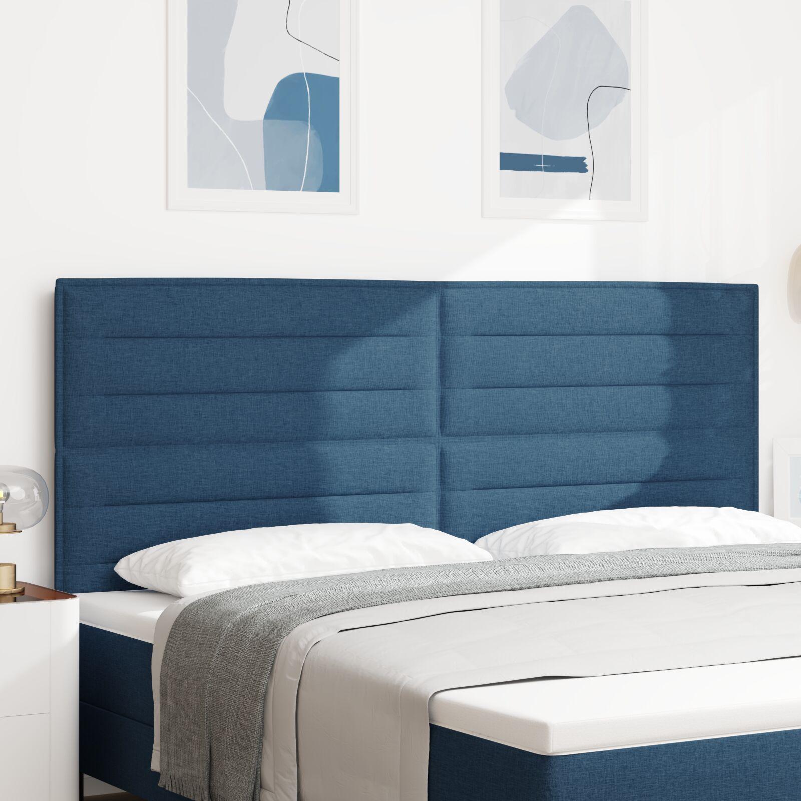 Hovedgærde Med Hovedgærde Lysegrå 100 Cm Stof - Blå / 200 cm / Høj hovedgærde