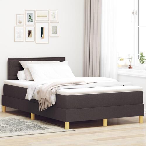 Box Spring Seng med Madras Mørkebrun 120x200 cm Stof