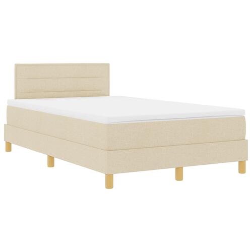 Box Sengebund med Madras Creme 120x200 cm Stof