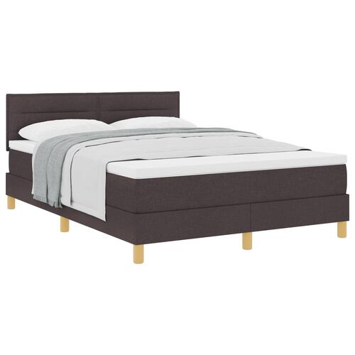 Box Spring Seng med Madras Mørkebrun 140x190 cm Stof