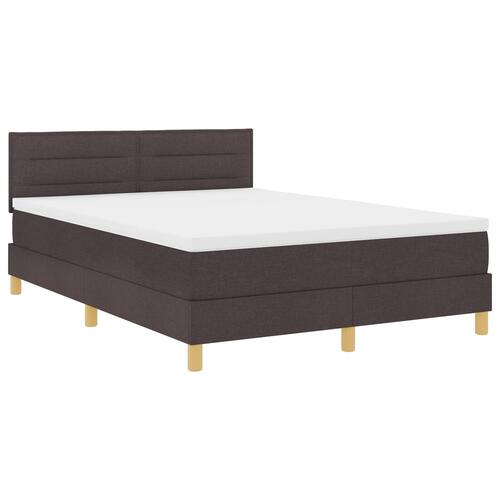 Box Spring Seng med Madras Mørkebrun 140x190 cm Stof