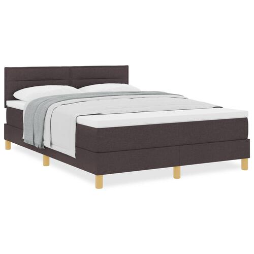 Box Spring Seng med Madras Mørkebrun 140x190 cm Stof