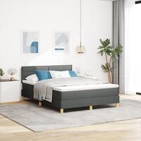 Boxspring Seng med Madras Mørkegrå 140x200 cm Stof