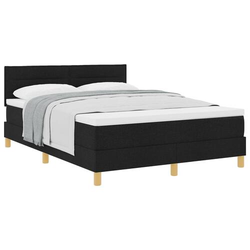 Box Spring Seng med Madras Sort 140x200 cm Stof