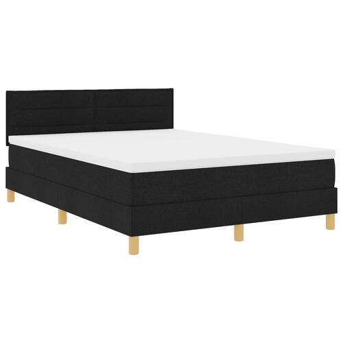 Box Spring Seng med Madras Sort 140x200 cm Stof
