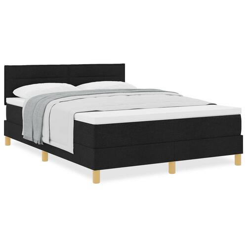 Box Spring Seng med Madras Sort 140x200 cm Stof