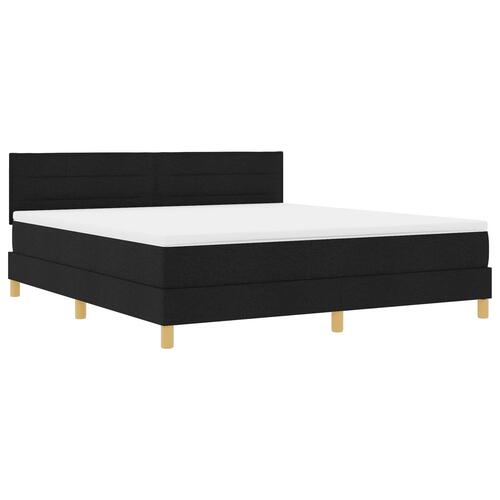 Box Spring Seng med Madras Sort 180x200 cm Stof