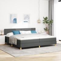 Box Spring Seng med Madras Mørkegrå 200x200 cm Stof