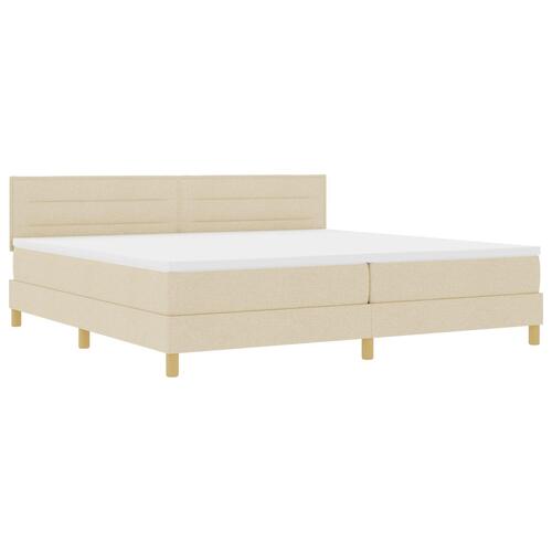 Box Spring Seng med Madras Creme 200x200 cm Stof
