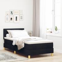 Box Spring Seng med Madras Sort 90x200 cm Stof