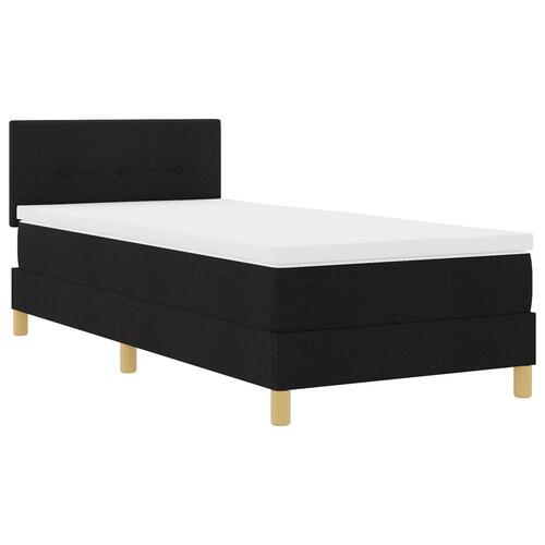 Box Spring Seng med Madras Sort 90x200 cm Stof