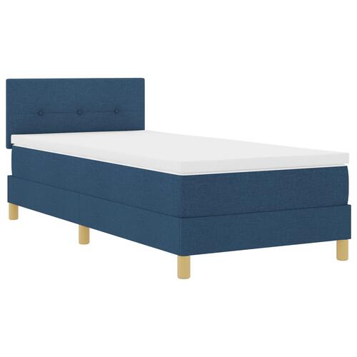 Box Spring Seng med Madras Blå 90x200 cm Stof