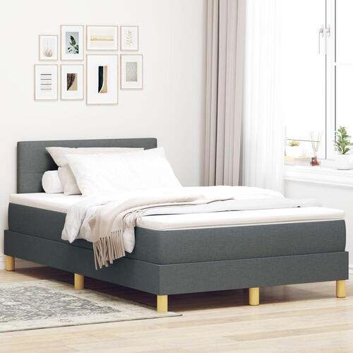 Box Spring Seng med Madrass Mørkegrå 120x200 cm Stof