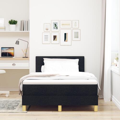 Box Spring Seng med Madras Sort 120x200 cm Stof