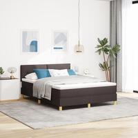 Box Spring Seng med Madras Mørkebrun 140x200 cm Stof