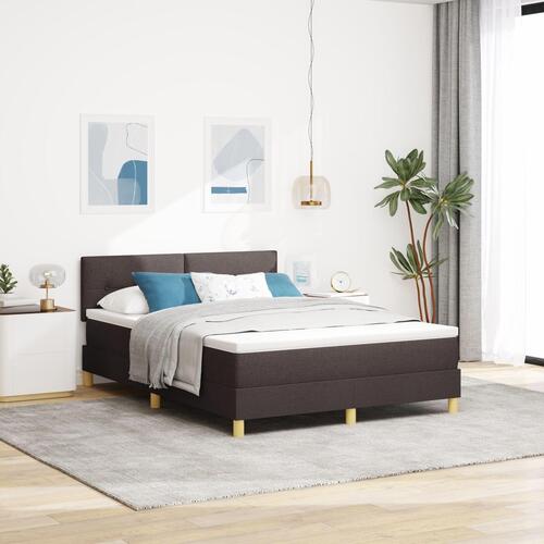 Box Spring Seng med Madras Mørkebrun 140x200 cm Stof