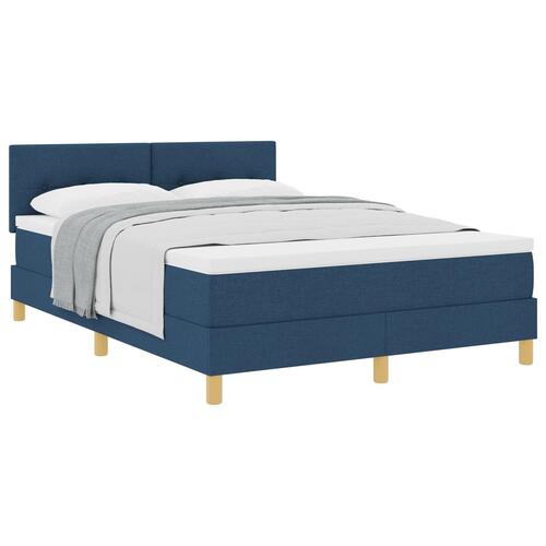Box Spring Seng med Madras Blå 140x200 cm Stof