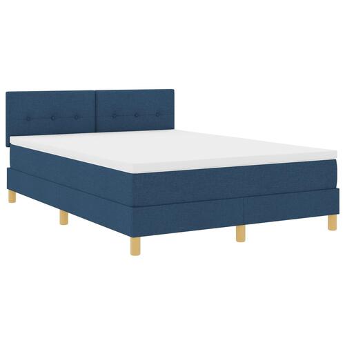 Box Spring Seng med Madras Blå 140x200 cm Stof