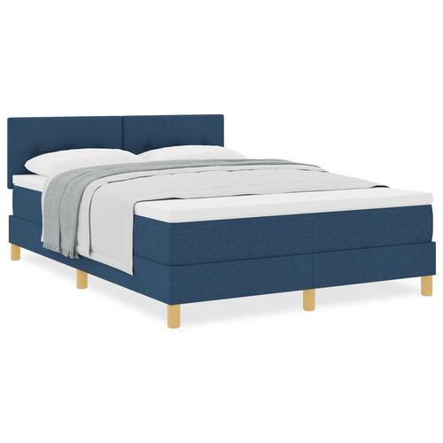 Box Spring Seng med Madras Blå 140x200 cm Stof
