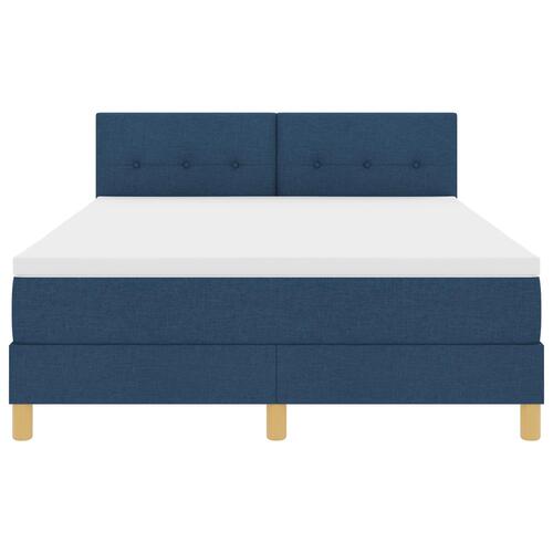 Box Spring Seng med Madras Blå 140x200 cm Stof