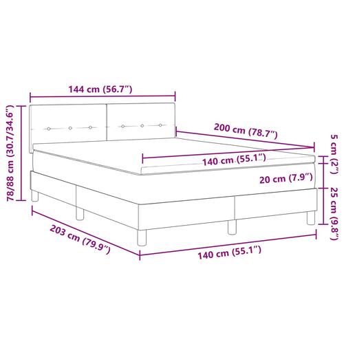 Box Spring Seng med Madras Blå 140x200 cm Stof