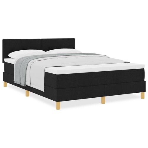 Box Spring Seng med Madras Sort 160x200 cm Stof
