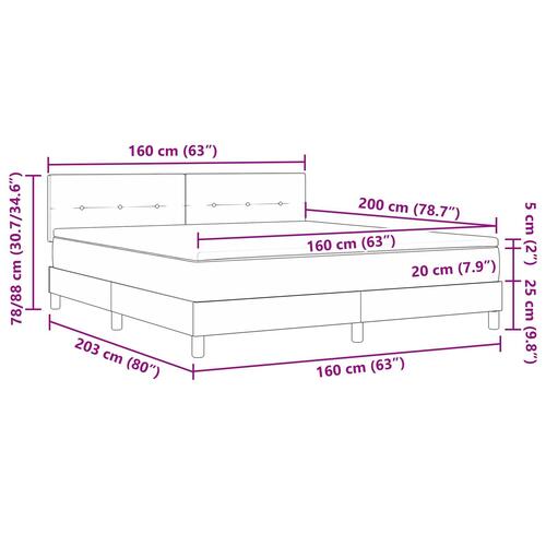 Box Spring Seng med Madras Sort 160x200 cm Stof