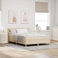 Box Spring Seng med Madras Creme 160x200 cm Stof