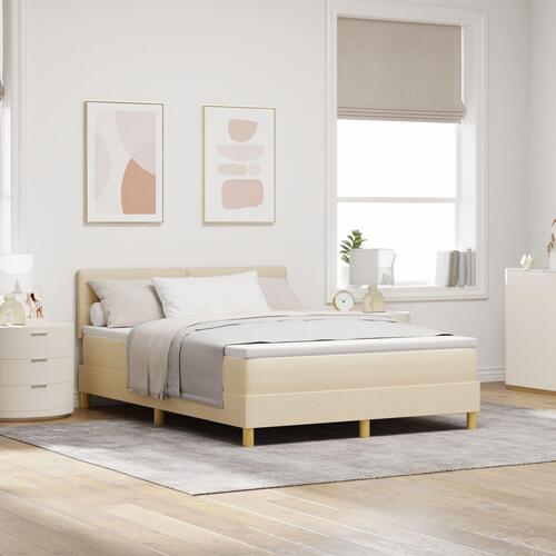 Box Spring Seng med Madras Creme 160x200 cm Stof