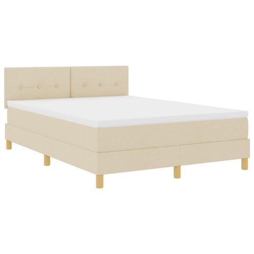 Box Spring Seng med Madras Creme 160x200 cm Stof