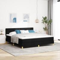 Box Spring Seng med Madras Sort 180x200 cm Stof