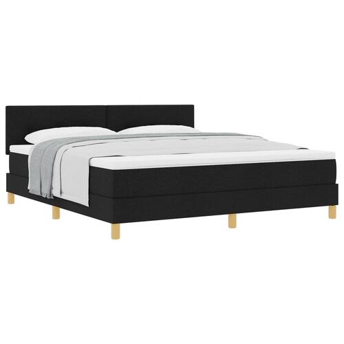 Box Spring Seng med Madras Sort 180x200 cm Stof