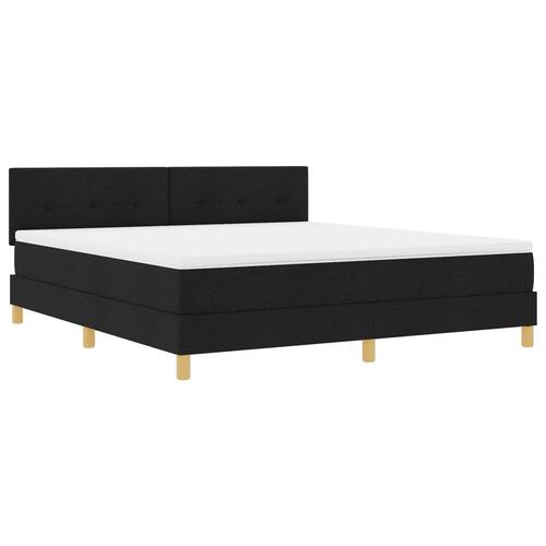 Box Spring Seng med Madras Sort 180x200 cm Stof