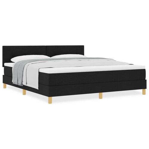 Box Spring Seng med Madras Sort 180x200 cm Stof