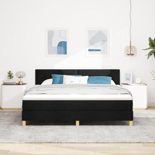 Box Spring Seng med Madras Sort 180x200 cm Stof