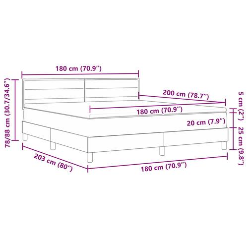 Box Spring Seng med Madras Sort 180x200 cm Stof
