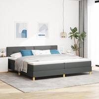 Box Spring Seng med Madras Mørkegrå 200x200 cm Stof