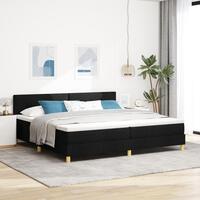 Box Spring Seng med Madras Sort 200x200 cm Stof