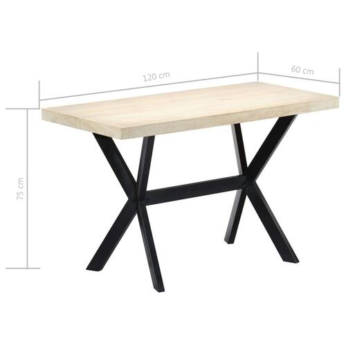 Spisebord 120 x 60 x 75 cm massivt mangotræ hvid