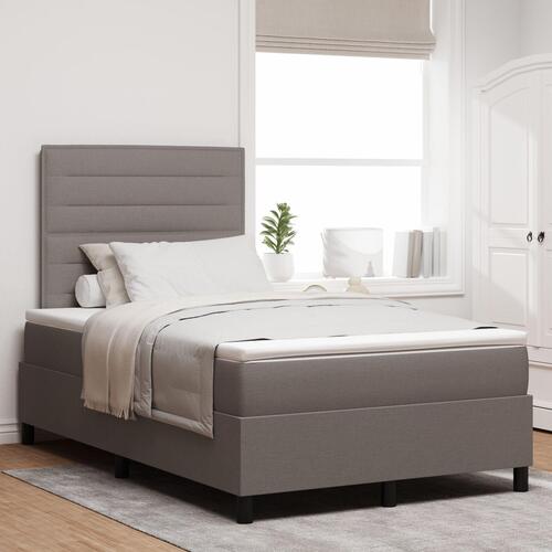 Box Spring Seng med Madras Taupe 120x200 cm Stof