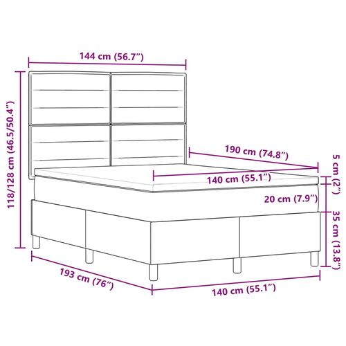 Box madras med seng Mørkegrå 140x190 cm Stof