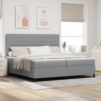 Box Spring Seng med Madras Lys Grå 200x200 cm Stof