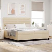 Box Spring Seng med Madras Creme 200x200 cm Stof