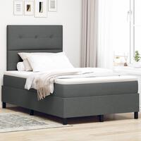 Box Spring Seng med Madras Mørk Grå 120x200 cm Stof