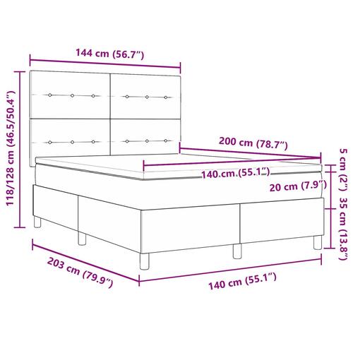 Box-spring seng med madras taupe 140x200 cm stof