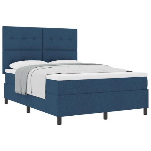 Box Spring Seng med Madras Blå 160x200 cm Stof