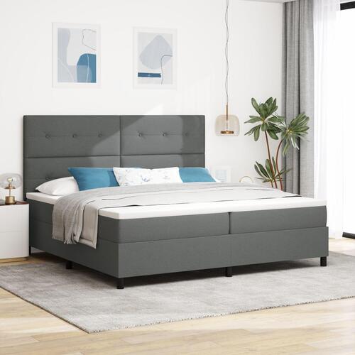 Box Spring Seng med Madras Mørkegrå 200x200 cm Stof