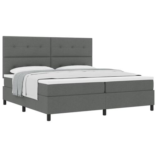 Box Spring Seng med Madras Mørkegrå 200x200 cm Stof