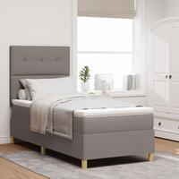 Box Spring Seng med Madras Taupe 100x200 cm Stof