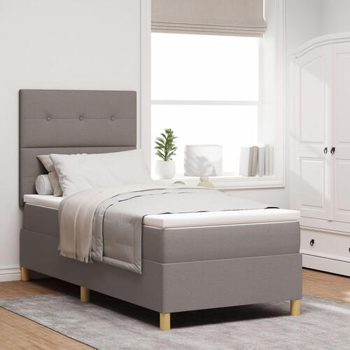Box Spring Seng med Madras Taupe 100x200 cm Stof